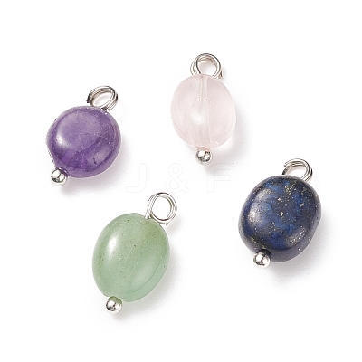 Natural Mixed Stone Charms PALLOY-JF01783-02-1
