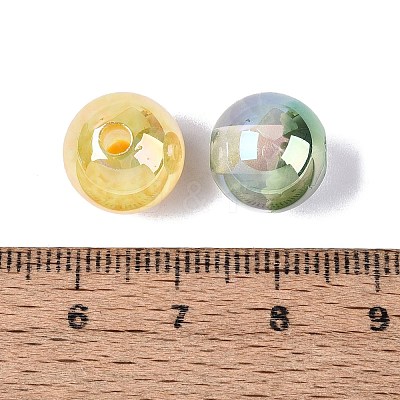 UV Plating Two Tone Color Opaque Resin Beads RESI-Q233-12MM-01-1