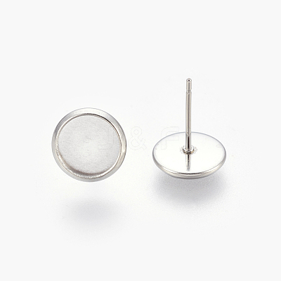 Tarnish Resistant Eco-Friendly 316 Surgical Stainless Steel Stud Earring Settings STAS-F181-01P-8mm-1