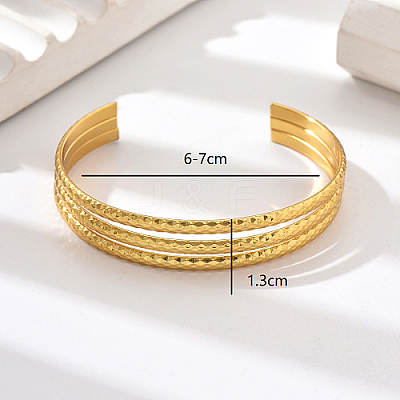 201 Stainless Steel Triple Layer Cuff Bangles RJ3221-1-1