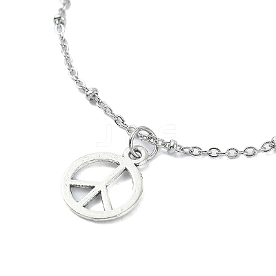 Alloy Peace Sign Charm Bracelet BJEW-JB09785-1