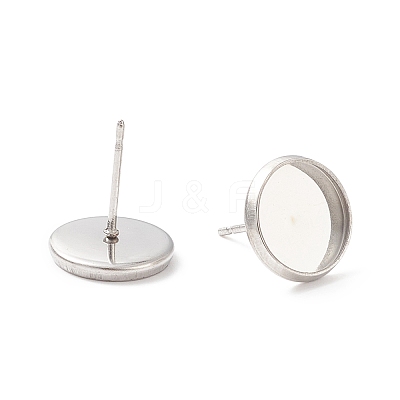 Tarnish Resistant 304 Stainless Steel Flat Round Stud Earring Settings STAS-I017-02-1