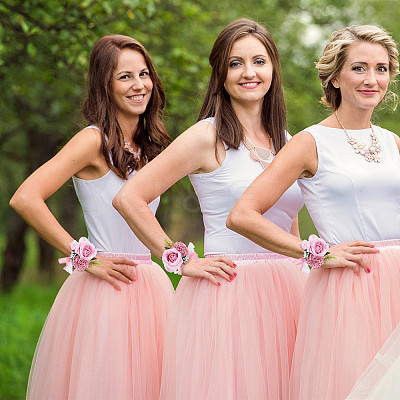 2PCS Silk Wrist Corsage AJEW-CP0001-51E-1