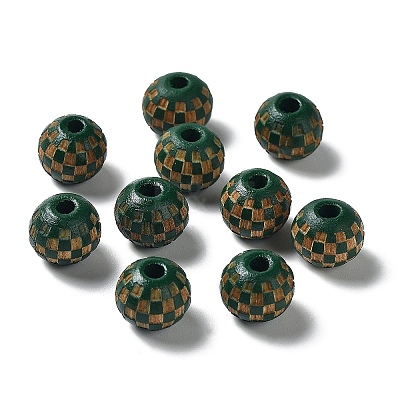 Wood Laser Engraved Tartan Beads WOOD-I011-01A-05-1