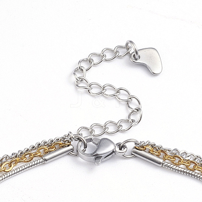 304 Stainless Steel 3-strand Chain Bracelets BJEW-L673-018-GP-1