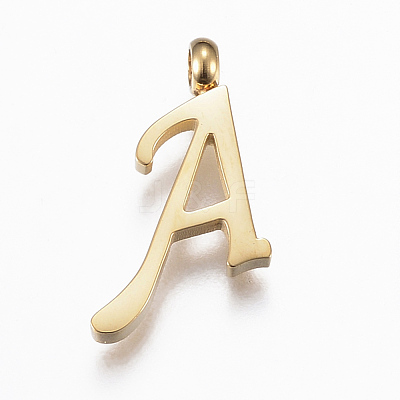 304 Stainless Steel Alphabet Pendants STAS-F129-G-1