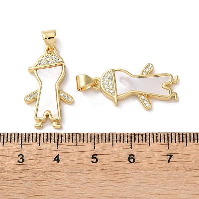 Brass Micro Pave Clear Cubic Zirconia Pendants KK-B083-28B-G-1