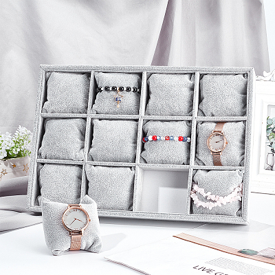 Velours Wooden Bracelet/Bangle/Watch Displays BDIS-WH0003-01A-WH-1