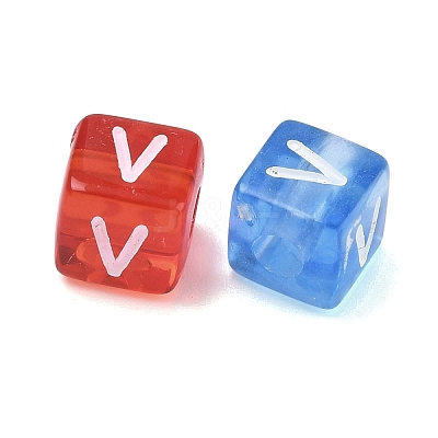Spray Painted Transparent Acrylic Beads MACR-K365-07V-1