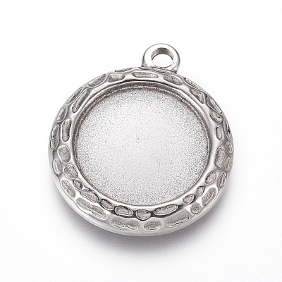 Tarnish Resistant 304 Stainless Steel Pendant Cabochon Settings STAS-G214-07P-1