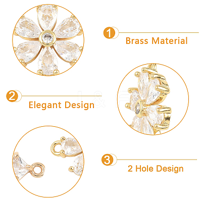 4Pcs 4 Styles K9 Glass & Cubic Zirconia Connector Charms FIND-YW0011-98-1