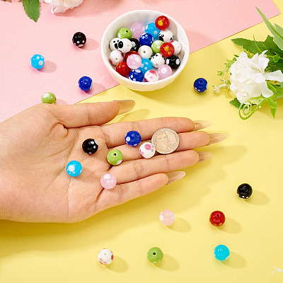 40Pcs 8 Colors Handmade Lampwork Beads LAMP-TA0001-54A-1