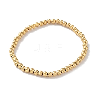 316 Surgical Stainless Steel Round Beaded Stretch Bracelets BJEW-M305-01B-G-1