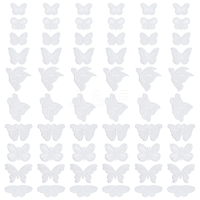 60Pcs 10 Styles Polyester Lace Butterfly Ornament Accessories FIND-FG0005-16-1