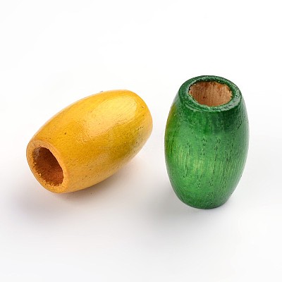Dyed Barrel Natural Wood Beads WOOD-S619-M-LF-1