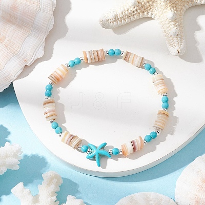 Natural Freshwater Shell Beaded Stretch Bracelets BJEW-JB11804-02-1
