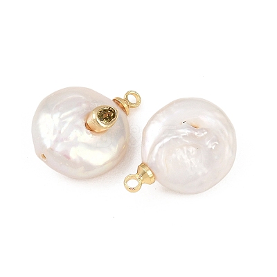 Brass Micro Pave Cubic Zirconia with Natural Pearl Pendants KK-Z146-07B-03-1