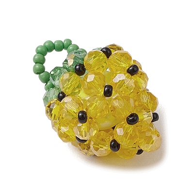 Glass Seed Beaded Pendants PALLOY-GD00003-01-1