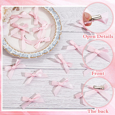 50Pcs Bowknot Polyester Alligator Hair Clips AJEW-CP0008-37-1