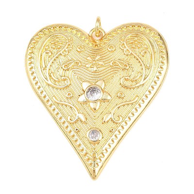 Brass Micro Pave Cubic Zirconia Big Pendants KK-C162-063G-03-1