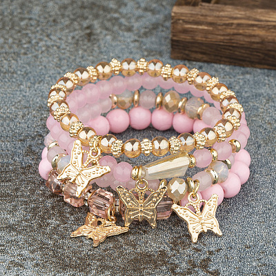 Boho Style Wood Beaded Stretch Bracelet Sets for Women WGE3C3B-34-1