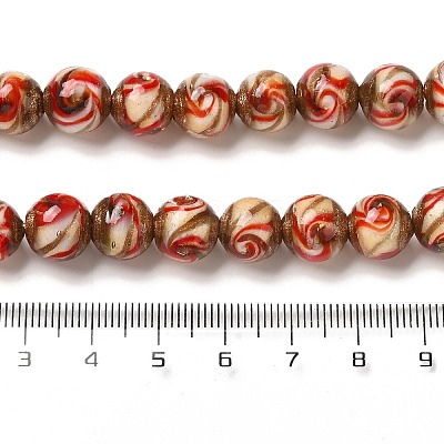 Gold Sand Lampwork Beads Strands LAMP-E036-06C-1
