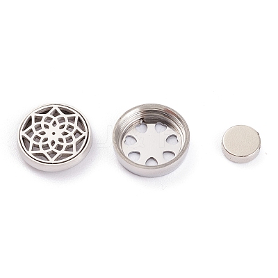 304 Stainless Steel Magnetic Diffuser Locket Aromatherapy Essential Oil Buckle AJEW-M027-13P-1