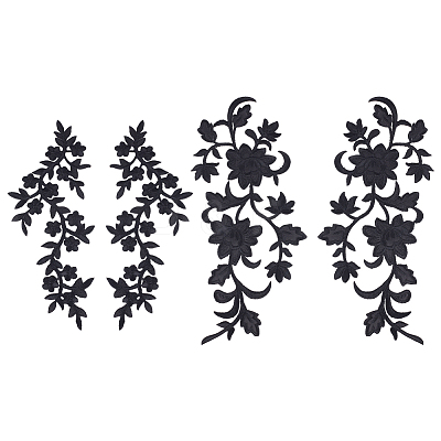 4Pcs 2 Styles Plum Blosssom & Flower Cotton Computerized Embroidery Sew on Patches PATC-GA0001-35-1