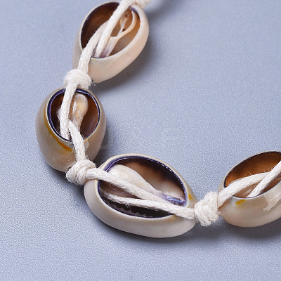 Adjustable Cowrie Shell Braided Bead Bracelets BJEW-JB04271-1