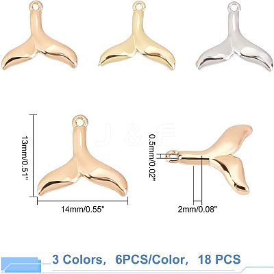 18Pcs 3 Colors Brass Charms KK-FH0002-40-1