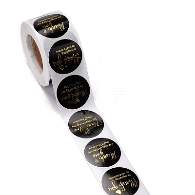 Flat Round Paper Thank You Stickers DIY-C042-04-1