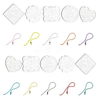 40Pcs 10 Style Acrylic Transparent Blank Pendants with Glitter DIY-CJC0002-013-1
