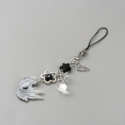 Fish Alloy Acrylic Mobile Straps HJEW-WH0036-125D-1