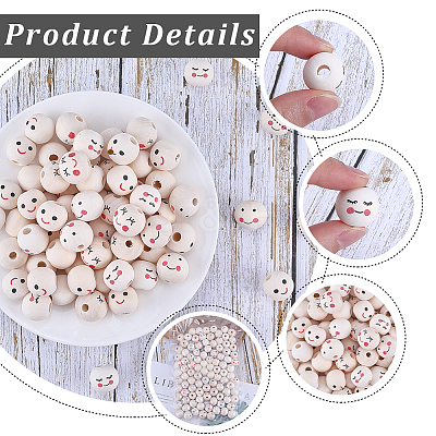 100Pcs 4 Styles Wood European Beads WOOD-GF0002-25-1
