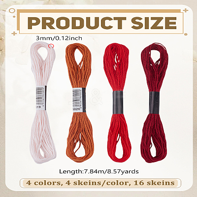 16 Skeins 4 Colors Cotton Sewing Thread OCOR-LP0006-09-1