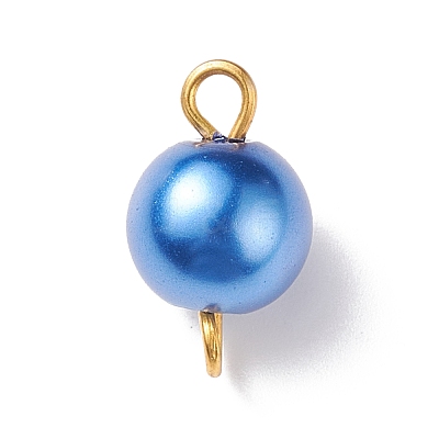 Glass Imitation Pearl Connector Charms PALLOY-JF01881-01-1