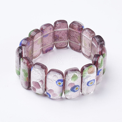 Handmade Millefiori Lampwork Beaded Stretch Bracelets BJEW-G530-02-1
