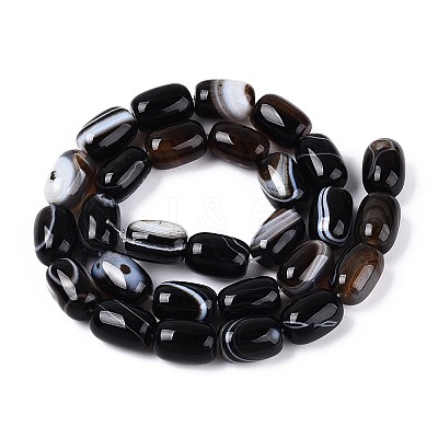 Dyed Natural Banded Agate Beads Strands G-T144-44A-1