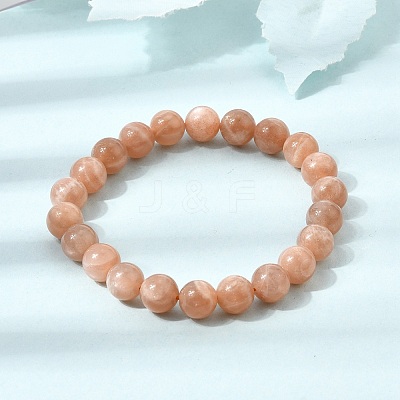 8MM Natural Sunstone Round Beaded Stretch Bracelets for Women GG-CBA3F02-11A-1
