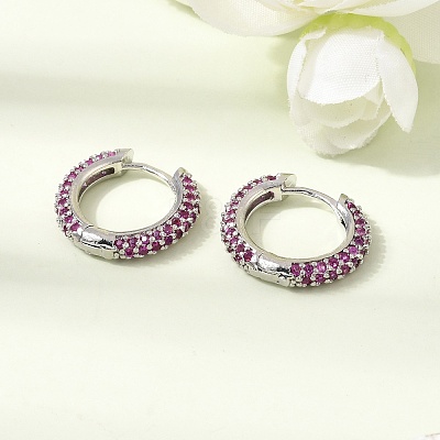 Brass Micro Pave Cubic Zirconia Hoop Earrings KK-CBA8324-24P-02-1