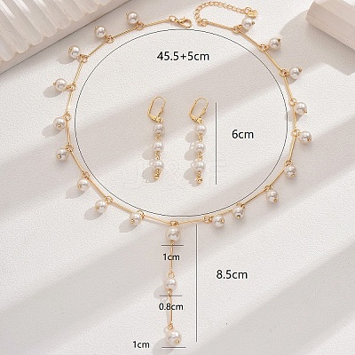 Elegant Brass Imitation Pearl Necklace and Earrings Set for Women DL6471-1
