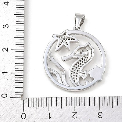 Ocean Brass Micro Pave Cubic Zirconia Pendants KK-K411-04B-P-1