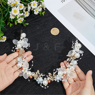 Alloy & Rhinestone & Resin Floral Hair Bands Embellishments for Women OHAR-WH20009-02A-1
