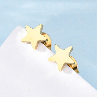 Ion Plating(IP) 304 Stainless Steel Ear Studs X-EJEW-P045-05G-1