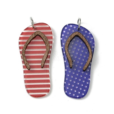 Flip Flop Transparent Acrylic with Poplar Wood Pendants FIND-G069-01-1