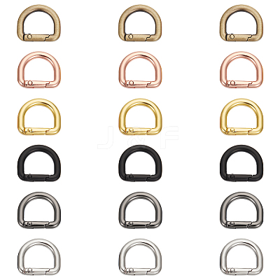 18Pcs 6 Colors Zinc Alloy Spring Gate Rings FIND-UN0004-09-1