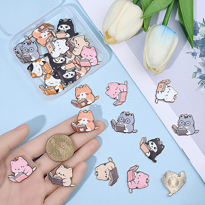28Pcs 7 Colors Zinc Alloy Enamel Pendants FIND-BM0001-02-1
