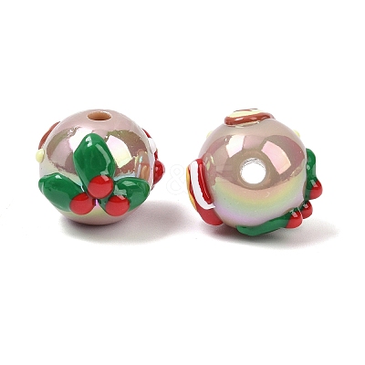 Christmas UV Plating Opaque Acrylic Beads OACR-H057-01B-1