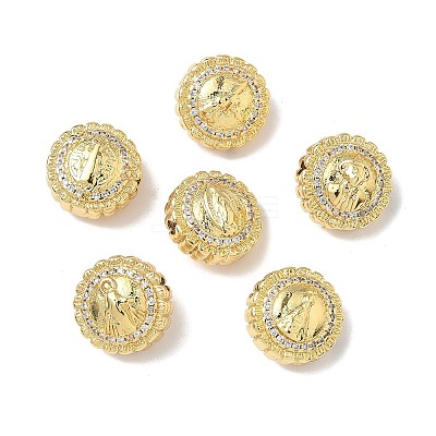 Brass Micro Pave Cubic Zirconia Beads KK-Q068-44G-1