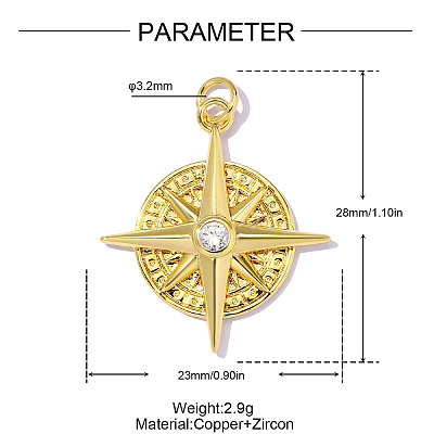 Brass Micro Pave Clear Cubic Zirconia Pendants CU-OY001-59G-1